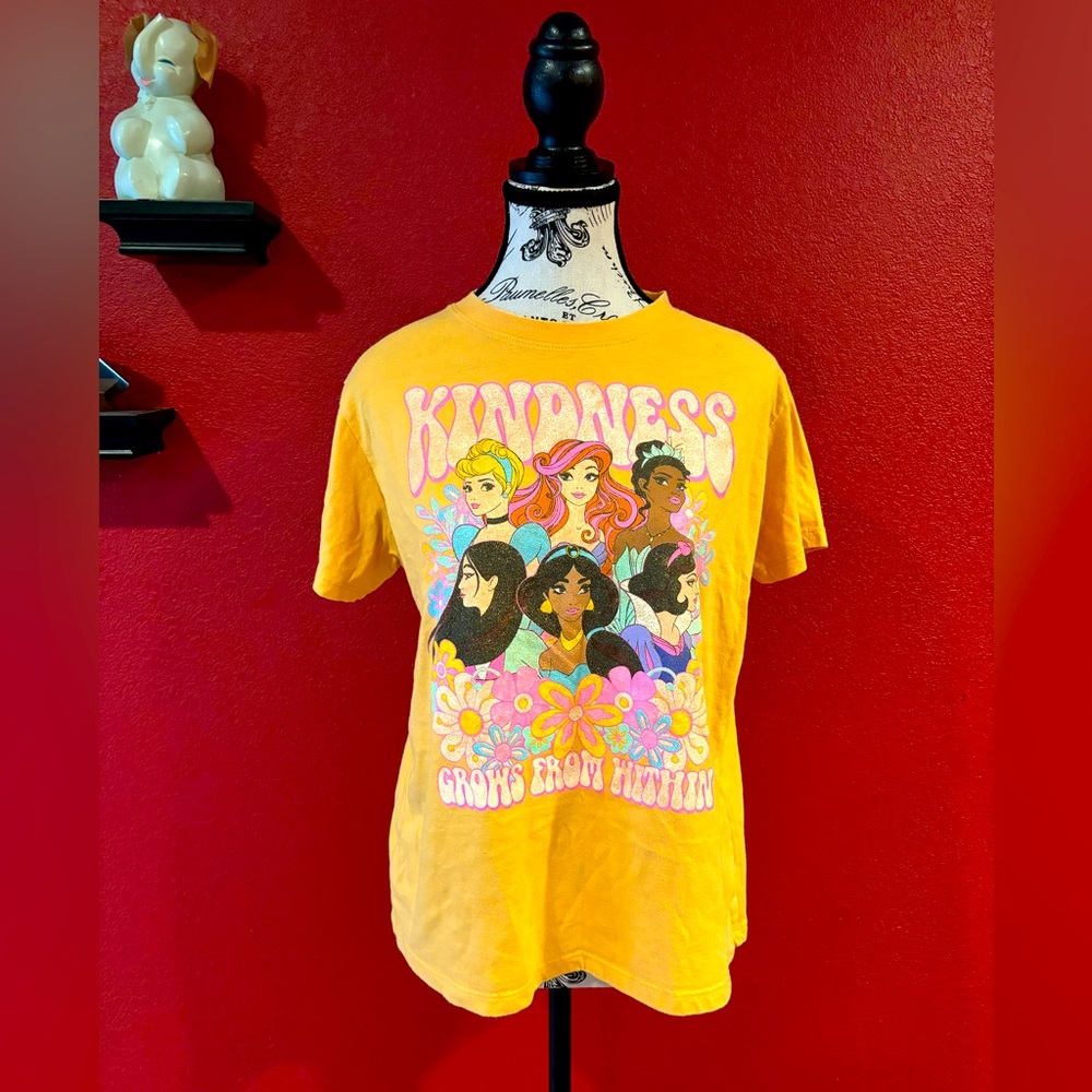 Disney Princess Kindness Grown From Within Mustard Yellow Shirt Women SZ Medium